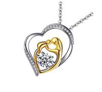 LIFKOME 1Pc Stylish Heart Zircon Necklace for Mothers Day present Elegant Neck Pendant Golden Silver for Special Occasions and Daily Wear Unique Design for Women