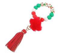 LIFKOME 1pc Tassel Fur Ball Bracelet Holiday Purse Pendant Tassel Trim Keychains for Car Keys Braided Bracelets Tassel Bracelet Keychain Bracelet Pocket Keychain Locket Red Leather