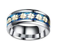 LIFKOME 1Pc Unisex Titanium Steel Ring with and Four Leaf Clover Design 8MM Band Fashion Decorative Ring for Men and Women Size 13