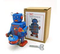 LIFKOME 1pc Vintage Clockwork Drumming Robot Toy Tinplate Wind Up Robot for Adults Unique Collectible Present Home Decor for Special Occasions Childhood Memories