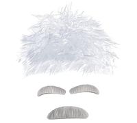 LIFKOME 1set Cosplay Scientist Wig Eyebrows White Crazy Style Costume Accessories for Parties Halloween Themed Events Excellent Craftsmanship and Realistic Design