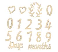 LIFKOME 1set Numbers Growth Cards Wooden Birth Cards for Newborn Photography Includes Days Months and Years Announcement and Birthday Props