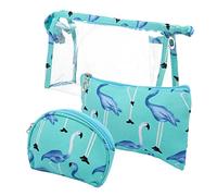 LIFKOME 1set Swan Print Toiletry Bag Portable Makeup Storage Wash Bag for Travel Convenient Organizer for Cosmetics Shower Fitness Essentials