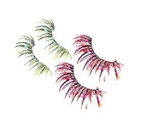 LIFKOME 2 Pairs Bling Glitter False Eyelashes with Rhinestones Sequins Dramatic Cosplay Stage Makeup Lashes Bold Dense Reusable Eye-enhancing Extensions for Festival Parties