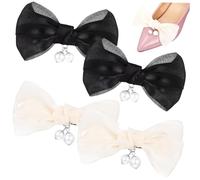 LIFKOME 2 Pairs Bow Shoe Clips with Faux Pearls Detachable Bridal Shoe Buckles for Flats Elegant Bowknot Accessories for Weddings Parties and Daily Wear Classic Black and White Design