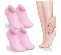 LIFKOME 2 Pairs Silicone Moisturizing Socks XL for Dry Cracked Feet Reusable Flexible Foot Gloves with Nonslip Bottom for Women and Hydration