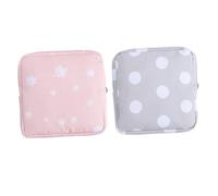 LIFKOME 2 Pcs Portable Sanitary Towel Storage Pouch Zippered Cotton Bags for Travel and Outdoor Use Large Capacity Purse for Sanitary Napkins Nursing Pads Diapers Jewelry Credit Cards Grey