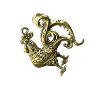 LIFKOME 2 pcs Vintage Brass Rooster Keyring Pendant Chic DIY Brass Craft Ornament with Fine Workmanship Durable Design and Antique Style for Home and Office Decor