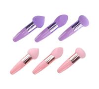 LIFKOME 2 Sets Creative Makeup Sponge with Easy-grip Handles Premium Smooth Beauty Tools for Blending Foundation and Blush Multipurpose Cosmetic Applicators for Women Pink Purple