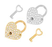 LIFKOME 2 Sets Mini Heart-Shaped Padlocks with Keys Zinc Alloy Love Locks for Couples Rust-Resistant Decorative Locks for Travel Trees Bridges Silver Gold