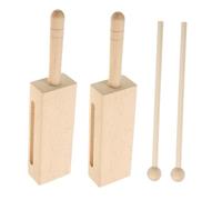 LIFKOME 2 Sets Wooden Percussion Instruments with Handle Mallet for Adults Music Instrument Rhythm Sticks Handheld Wood Block for Diverse Musical Effects and Easy Playing