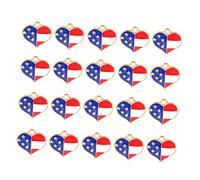 LIFKOME 20pcs Alloy American Flag Heart Pendants DIY Jewelry Making Charms for Necklace Bracelet Accessories Patriotic National Day Craft Supplies