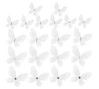 LIFKOME 20pcs DIY White Organza Double-Layer Butterfly Applique Rhinestones for Wedding Dress Decor, Sewing Craft Embroidery Patch for Bridal Clothing Accessories