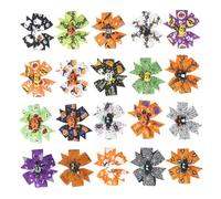 LIFKOME 20Pcs Halloween Hair Bow Clips for Triple Tail Bow Barrettes Festival Costume Accessories for Halloween Parties Carnivals and Photography