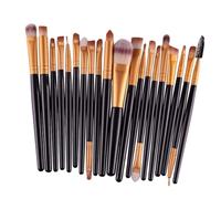 LIFKOME 20PCS Professional Makeup Brush Black and Gold Portable Cosmetic Tools Kit with Goat Hair Nylon Synthetic Bristles for Foundation Eyebrow Eyeshadow Daily and Professional Use