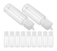 LIFKOME 20pcs Refillable Travel Lotion Pump Bottles Transparent Flat Shoulder Cosmetic Dispenser Containers for Creams Emulsions Facial Care and Body Wash Reusable Toiletry Jars