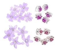 LIFKOME 20pcs Retro Flower Hair Clips Small Floral Barrettes with Rhinestones for Women Vintage-inspired Purple Mini Hair Accessories for Bangs Braids Daily and Party Styles