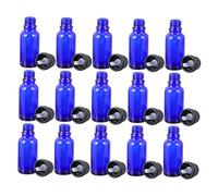 LIFKOME 20pcs Small Blue Glass Essential Oil Bottles with Orifice Reducer and Leak Inner Plug Sample Vials for Travel and Perfume Refilling
