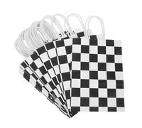 LIFKOME 24pcs Black White Checkered Paper Bags with Handles Reusable Race Car Party Favor Goodie Bags for Racing Birthday Decorations and Treats Stylish Race Theme Packaging