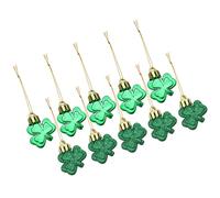 LIFKOME 24pcs St Patrick’s Day Shamrock Plastic Pendant Decorations, Smooth and Glitter Clover Hanging Ornaments, Irish Clover Party Favor for Home and Table Décor