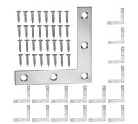 LIFKOME 24Pcs Stainless Steel L-Shaped Corner Brackets with Screws, 80X80Mm Metal Furniture Connectors for Cabinets, Tables, Chairs - Small Corner Brace for Drawer Repair and Bookshelf