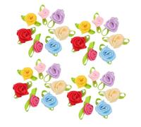 LIFKOME 250pcs Mini Satin Ribbon Roses with Leaves for Crafts Handmade Fabric Flowers Appliques for Sewing Wedding Decorations DIY Gift Wrapping and Home Compact