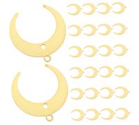 LIFKOME 25pcs Golden Moon Shape Pendant Connectors with Double Connection Holes Copper Charms for Necklaces and Handcraft Supply Smooth Surface Jewelry Making