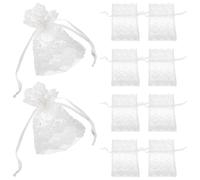 LIFKOME 25pcs White Organza Mesh Drawstring Bags for Jewelry Storage Breathable Sheer Mesh Pouches with Quick Secure Closure Chic Elegant Design for Christmas Party Favors and Wrapping