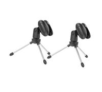 LIFKOME 2pcs Adjustable Microphone Tripod Stand Set with Tight and Safe Hold, Black Plastic and Metal Mic Holder Suitable for Family Gathering and Classroom Use