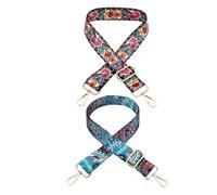 LIFKOME 2pcs Adjustable Vintage Banjo Straps with Retro Floral Pattern, Gold Hook Banjo Replacement Belts for Folk Instrument Accessories
