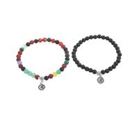 LIFKOME 2pcs Agate Prayer Beads Bracelet Stretch Beaded Islamic Ramadhan Bracelet for Men and Women Decorative Wrist Rosary for Daily Spiritual Wear