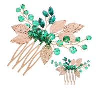 LIFKOME 2pcs Alloy Hair Comb Clips Glitter Rhinestone Leaf Vine Design for Wedding Party Women's Decorative Hair Comb Headdress