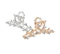 LIFKOME 2pcs Alloy Rhinestone Hair Claw Clips Metal Large Leaf Catch Barrette for Thick Hair Accessories for Women Gold Silver Random Color