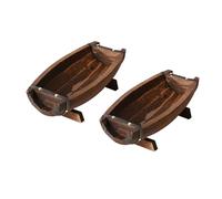 LIFKOME 2pcs Anticorrosive Wood Flower Pot Garden Succulent Containers Outdoor Garden Planter Rustic Outdoor Planters Vintage Flower Container Half Barrel Succulent Brown Wooden