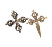 LIFKOME 2pcs Antique Tibetan Vajra Pestle Pendants DIY Buddhism Ornament Charms for Necklace Bag Keychain Random Style