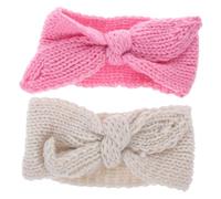 LIFKOME 2pcs Baby Girl Bow Headbands for Newborns Warm Knitted Hair Accessories Cute Toddler Headbands Rabbit Knot for Birthday Parties
