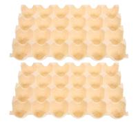 LIFKOME 2pcs Beige 24-grid Egg Storage Box Egg Holder for Refrigerator Reusable Tray Organizer Kitchen Carton Container for Fridge Storage and Freshness Preservation