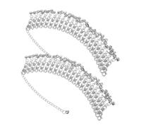 LIFKOME 2pcs Bohemian Bell Anklet Adjustable Vintage Foot Chain with Tassels for Women Ethnic Jingle Charm Bracelets for Belly Dance Summer Beach Casual Wear