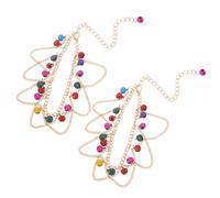 LIFKOME 2pcs Boho Bell Tassel Anklet Bracelet for Women Belly Dancer Costume Colorful Jingle Foot Chain Jewelry Beach Barefoot Sandals Dance Accessory