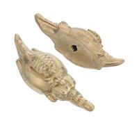LIFKOME 2pcs Brass Animal Cabinet Knobs Turtle Riding Crocodile Design, Small Nautical Brass Drawer Pull Handles for Kitchen and Furniture, Vintage Animal Shape Dresser Hardware
