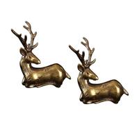 LIFKOME 2pcs Brass Deer Diy Keychain Pendant Animal Statue Ornament Retro Desktop Decor Deer Sculpture Decor for Home Office Car Adorn