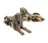 LIFKOME 2pcs Brass Egyptian Sphinx Figurines Vintage Miniature Sculpture for Home Office Decor Compact Symbolic Wisdom and Power Accent for Bookshelf Table Display