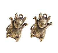 LIFKOME 2pcs Brass Mouse Shaped Pendant DIY Keychain Decor Lightweight Antique Style Rat Charm for Crafting Luggage Key Holder Keyring Accessory for Handmade