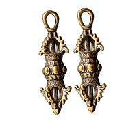 LIFKOME 2pcs Brass Tibetan Vajra Pestle Pendants Keyring Decor Vintage Style Keychain Accessories for Bags Backpacks Car Interior Symbolizing Wisdom and Protection