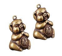 LIFKOME 2Pcs Chic Brass Pig Keychain Pendant Unique Cute Ornament for DIY Crafts Durable Fade Resistant Decorative Key Fob for Friends Family