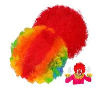 LIFKOME 2pcs Clown Wigs for Women Rainbow and Red Curly Afro Disco Costume Party Lightweight DIY Styling Halloween Hair Accessories