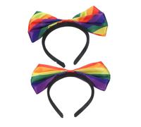 LIFKOME 2pcs Colorful Striped Ribbon Headband with Bowknot for Women and Rainbow Hair Accessories for Parties Festivals Everyday Wear Vibrant Pride Hairband with Fine Craftsmanship