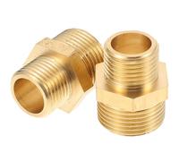 LIFKOME 2pcs Copper Wire Joint Tube Connector Thickened Brass Fittings Straight Threaded Water Gas Hose Pipe Adapter and Easy to Install