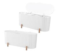 LIFKOME 2pcs Cotton Swab Organizer Makeup Storage Case Compartment Design Cover for Beauty Eggs Pads and Cosmetic Accessories White Cosmetic Storage Box for Bathroom and Dresser