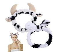LIFKOME 2pcs Creative Cow Pattern Headband Bow for Women Cute Spa Makeup Hair Accessories for Face Washing Shower Facial Mask Soft and Comfortable All Day Wear